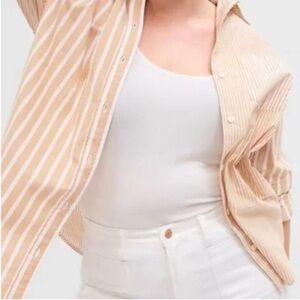 GAP Striped Beige Button-Up Shirt